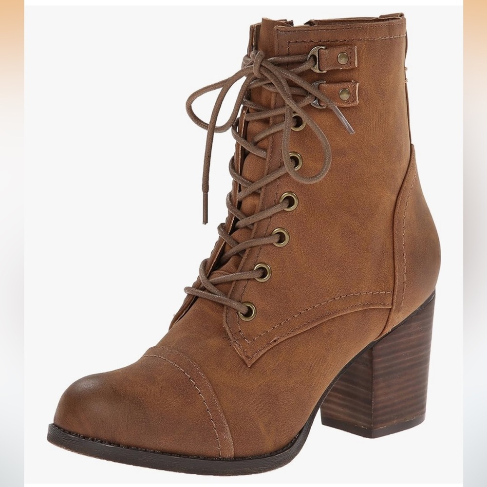 Madden Girl Westmont Cognac Lace-Up Combat Boots Size 7.5
